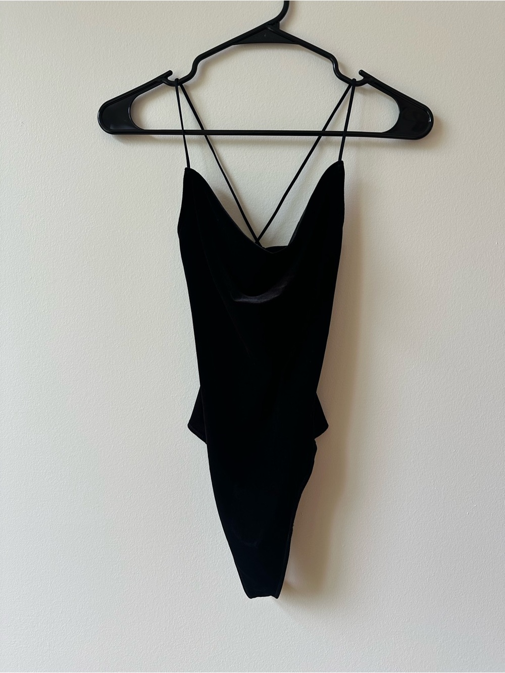 Abercrombie & Fitch Black Velvet Slouch Neck Top